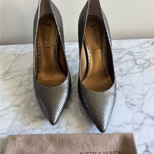 Bottega Veneta Metallic Snakeskin Heels